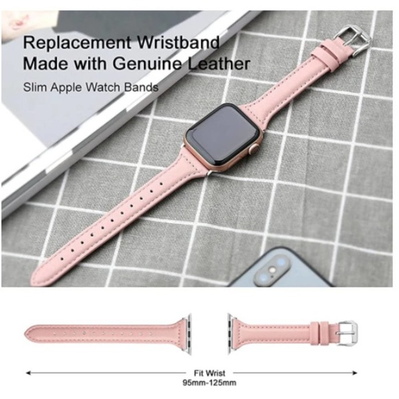 NEW[BAND] Slim WINE RED Strap Leather For Apple Watch - Picture 3 of 3